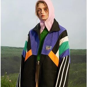 Aelfric Eden Streetwear Jacket Corduroy Color Patchwork Oversized Track Jacket